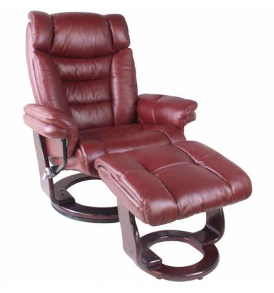 Кресло-реклайнер RELAX Zuel 7582W Bordo, кожа, цвет бордовый/венге