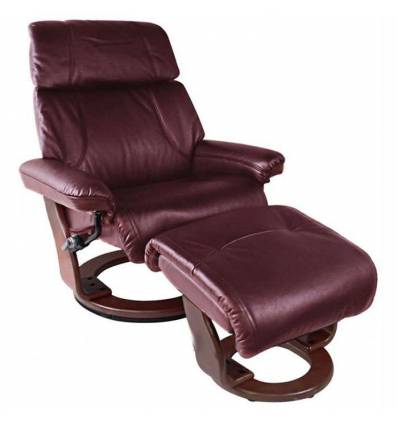 Кресло-реклайнер RELAX Piabora 7511W Bordo, кожа, цвет бордовый/венге
