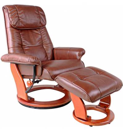 Кресло-реклайнер RELAX Ularia 7112L Brown, кожа, цвет коричневый/орех