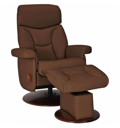 Кресло-реклайнер RELAX MASTER S14120 Brown, кожа, цвет коричневый/орех