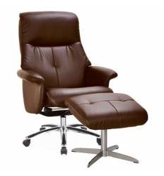 Кресло-реклайнер RELAX BOSS S14032 Brown на колесной базе, кожа, цвет коричневый