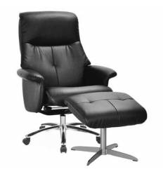 Кресло-реклайнер RELAX BOSS S14032 Black на колесной базе, кожа, цвет черный
