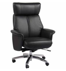 Кресло-реклайнер RELAX ROYAL 5158 Black на колесной базе, кожа, цвет черный