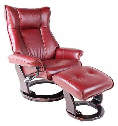 Кресло-реклайнер RELAX Melvery 7436 Bordo, кожа, цвет бордовый/венге