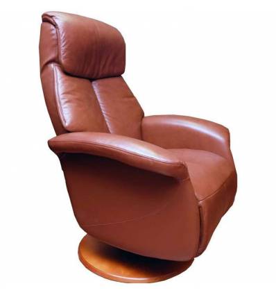 Кресло-реклайнер RELAX LOTUS 7703 Brown, кожа, цвет коричневый/орех