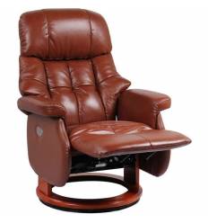 Кресло-реклайнер RELAX LUX ELECTRO Brown с электроприводом, кожа, цвет коричневый/темный орех фото 1