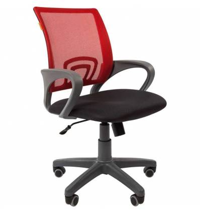 Кресло CHAIRMAN 696 GREY/RED для оператора, серый пластик, сетка/ткань, цвет красный/черный