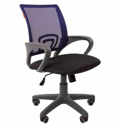 Кресло CHAIRMAN 696 GREY/BLUE для оператора, серый пластик, сетка/ткань, цвет синий/черный