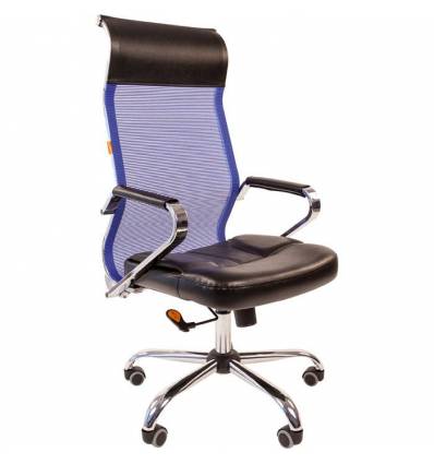 Кресло CHAIRMAN 700/BLUE сетка для руководителя, сетка/экокожа, цвет синий/черный