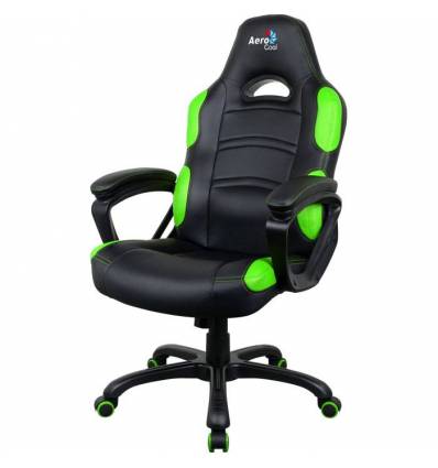 Кресло AeroCool AC80C AIR-BG, геймерское, экокожа, цвет черный/зеленый