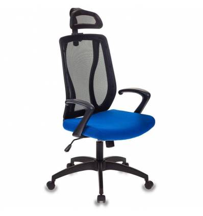 Кресло Бюрократ MC-411-H/B/26-21 для руководителя, сетка/ткань, цвет черный/синий