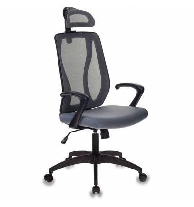 Кресло Бюрократ MC-411-H/DG/26-25 для руководителя, сетка/ткань, цвет черный/серый