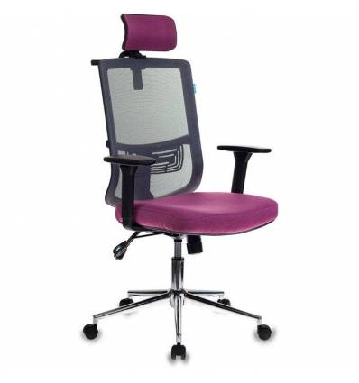 Кресло Бюрократ MC-612-H/DG/BERRY для руководителя, сетка/ткань, цвет серый/розовый