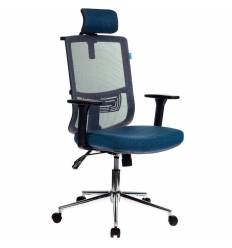Кресло Бюрократ MC-612-H/DG/DENIM для руководителя, сетка/ткань, цвет серый/синий
