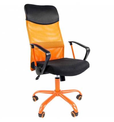 Кресло CHAIRMAN 610 CMet/ORANGE для руководителя, сетка/ткань, цвет оранжевый/черный