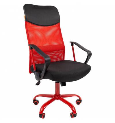 Кресло CHAIRMAN 610 CMet/RED для руководителя, сетка/ткань, цвет красный/черный