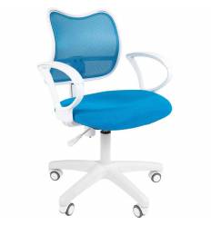 Кресло CHAIRMAN 450 LT WHITE/L.BLUE для оператора, белый пластик, сетка/ткань, цвет голубой