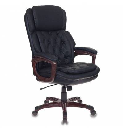 Кресло Бюрократ T-9918/BLACK  для руководителя, рециклированная кожа, цвет черный