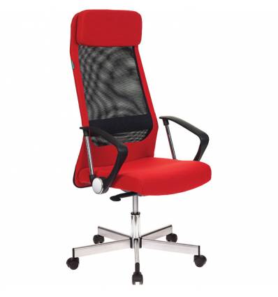 Кресло Бюрократ T-995HOME/RED для руководителя, сетка/ткань, цвет черный/красный