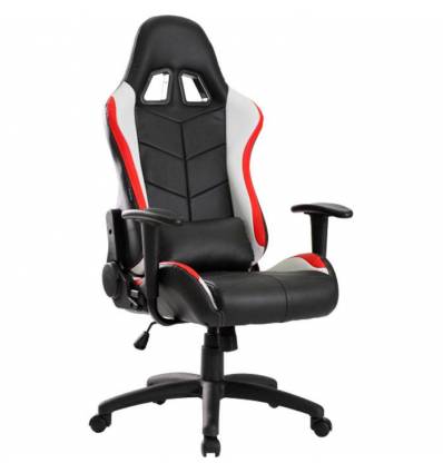 Кресло Trident GK-0909 Red and White геймерское, экокожа, цвет черный/красный/белый