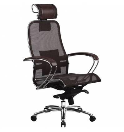 Кресло Samurai S-2.02 Dark Brown для руководителя, сетка, цвет темно-коричневый