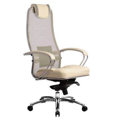 Кресло Samurai SL-1.02 Beige для руководителя, сетка/кожа, цвет бежевый