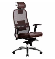 Кресло Samurai SL-3.02 Dark Brown для руководителя, сетка/кожа, цвет темно-коричневый
