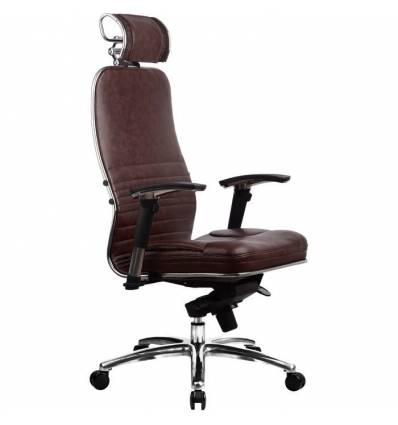 Кресло Samurai KL-3.02 Dark Brown для руководителя, кожа, цвет темно-коричневый