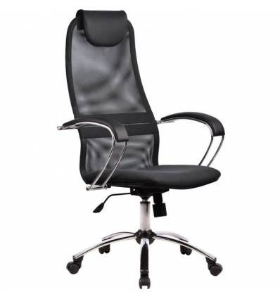 Кресло Metta BK-8 CH темно-серый для руководителя, сетка/ткань (Галакси лайт)