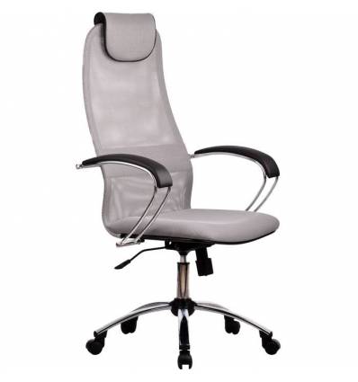 Кресло Metta BK-8 CH светло-серый для руководителя, сетка/ткань (Галакси лайт)