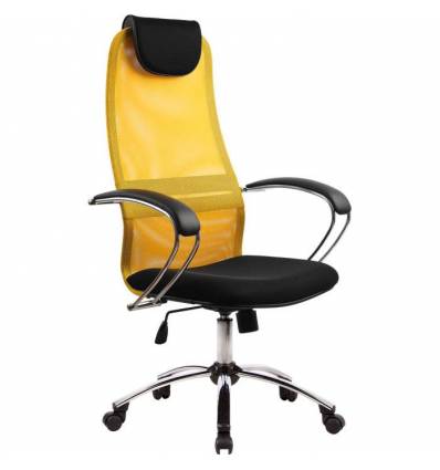 Кресло Metta BK-8 CH желтый/черный для руководителя, сетка/ткань (Галакси лайт)