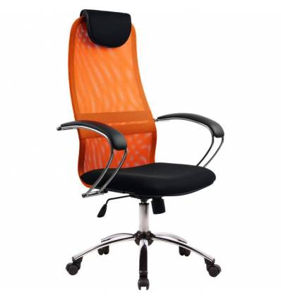 Кресло Metta BK-8 CH оранжевый/черный для руководителя, сетка/ткань (Галакси лайт)