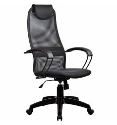 Кресло Metta BP-8 PL темно-серый для руководителя, сетка/ткань (Галакси лайт)