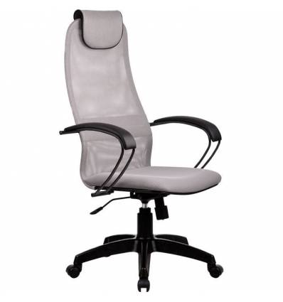 Кресло Metta BP-8 PL светло-серый для руководителя, сетка/ткань (Галакси лайт)