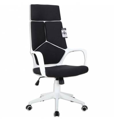Кресло BRABIX Prime EX-515 для руководителя, пластик белый, ткань, черное