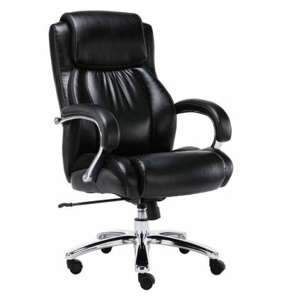Кресло BRABIX Status HD-003 для руководителя, хром, усиленное до 250 кг, рециклированная кожа, черное
