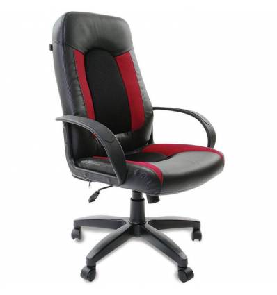 Кресло BRABIX Strike EX-525 для руководителя, экокожа, ткань, черный/бордовый