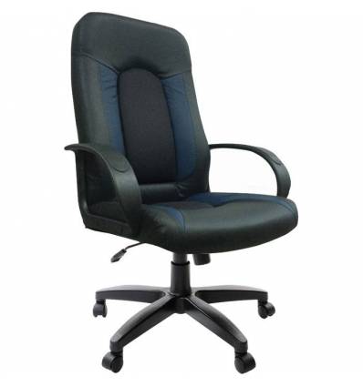 Кресло BRABIX Strike EX-525 для руководителя, экокожа, ткань, черный/синий