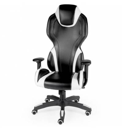 Кресло NORDEN F1 геймерское, хром, экокожа, цвет черный с белыми вставками