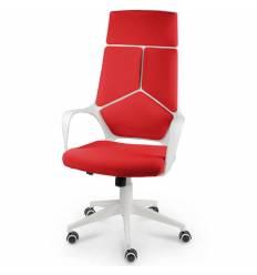 Кресло NORDEN IQ White Red для руководителя, белый пластик, ткань, цвет красный