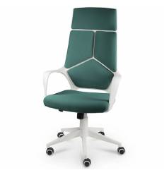 Кресло NORDEN IQ White Dark Green для руководителя, белый пластик, ткань, цвет темно-зеленый