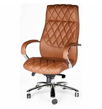 Кресло NORDEN Bond Brown для руководителя, хром, экокожа, цвет рыже-коричневый
