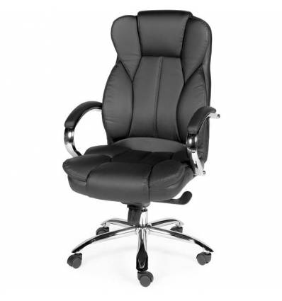 Кресло NORDEN Versa Black для руководителя, хром, экокожа, цвет черный