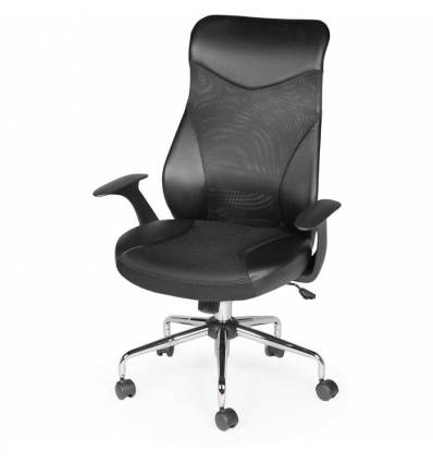 Кресло NORDEN Direct Lux для руководителя, сетка, ткань, экокожа, цвет черный