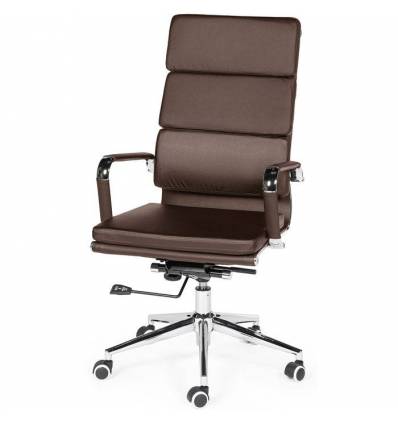 Кресло NORDEN Zoom Brown для руководителя, хром, экокожа, цвет коричневый