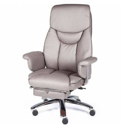 Кресло NORDEN Parlament Grey-Brown для руководителя, хром, экокожа, цвет серо-коричневый