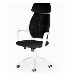 Кресло NORDEN Polo White Black для руководителя, белый пластик, ткань, цвет черный