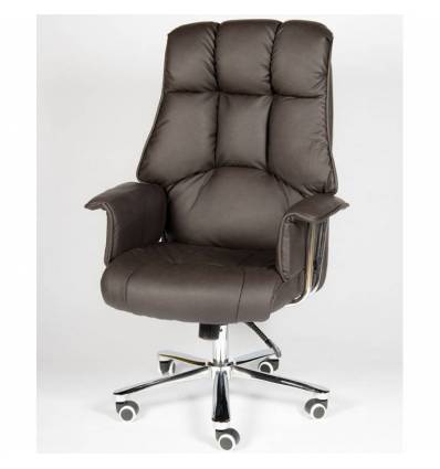 Кресло NORDEN President Brown Leather для руководителя, хром, кожа, цвет черный