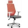 Кресло NORDEN Prestige White Orange Grey для руководителя, белый пластик, оранжевая сетка, серая ткань фото 1