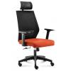 Кресло NORDEN Prestige Black Black Orange  для руководителя, черный пластик, черная сетка, оранжевая ткань фото 1